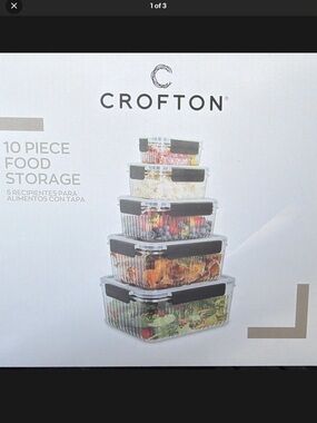 Crofton Clear Containers with Black Lids - 10 Piece Food Storage Set